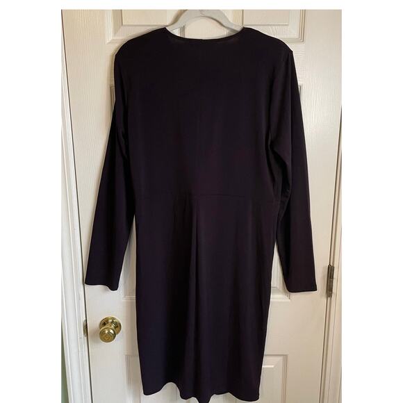 Michael Michael Kors Faux Wrap Dress Long Sleeves Sz XL Plum Stretch Career - Picture 3 of 10